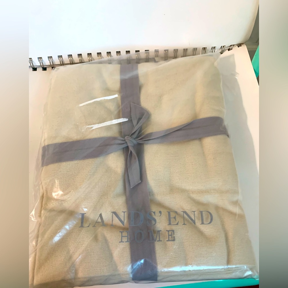 NIP Lands End Organic Cotton Flannel Euro Sham in Pale Sand